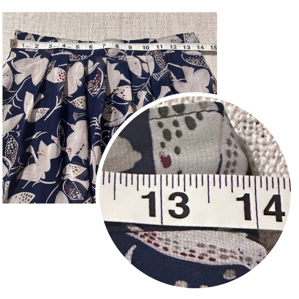 OLD NAVY Navy Blue White Dove Pleated Mini Skirt Bird Chiffon Whimsical Women XS - Picture 11 of 13